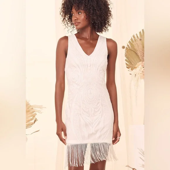 Lulus | Dresses | White Sequin And Fringe Dress | Poshmark Lulus | Dresses | White Sequin And Fringe Dress | Poshmark